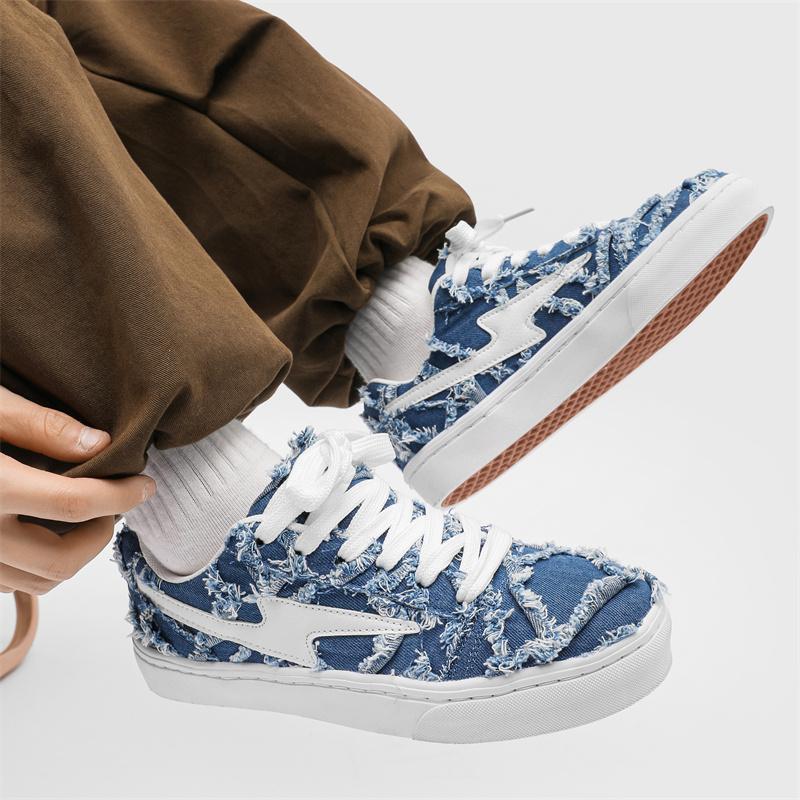 Denim Canvas Unisex Skateboard Shoes Autumn Streetwear Trendy Men's Board Shoes Comfort Platform Lace-up Men casual Sneakers