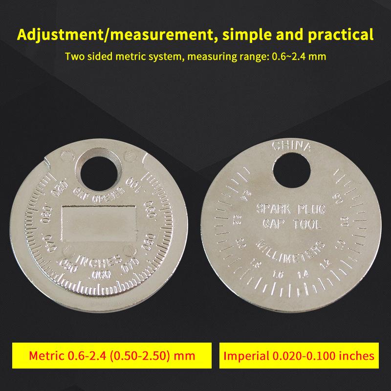 Coin- Type 0.6-2.4Mm 0.02-0.10 Inch Spark Plug Gap Gauge Measurement Tool Range Spark Plug Gage Caliber Measuring Tool 1/5Pcs