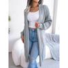 Solid Color Knitted Cardigan Women's Long Sleeved Sweater Jacket Thick Warm Knitted Long Coat with Flip Collar Autumn and Winte