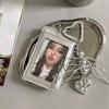 Ins Photocard Holder Black Pu Credit Storage Card 3In Student Id Protective Cover Kpop Idol Photocard Holder Keychain Bag Gift
