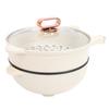 Electric Hot Pot with Long Handle 1350W Non Stick Multifunction Electric Skillet Cooker with Steam