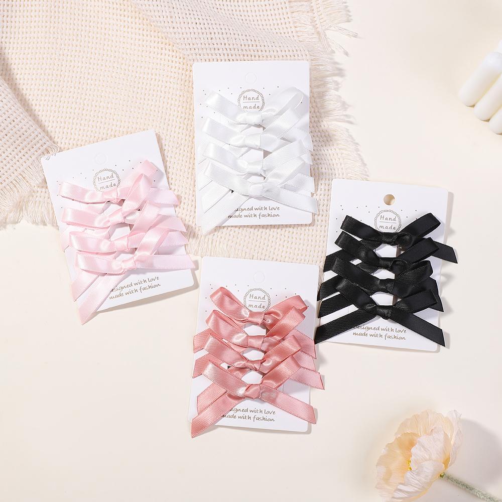 4pcs Girls Bowknot Hair Clips Baby White Black Lovely Hairpins Ribbon Bow Headwear Sweet Cute Barrettes Hair Accessories Gift