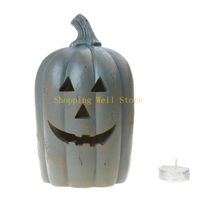 KX4B Halloweens Pumpkin Lantern Light Cover Resin Materials Easy Assembly Portable Decoration for Home School Event C