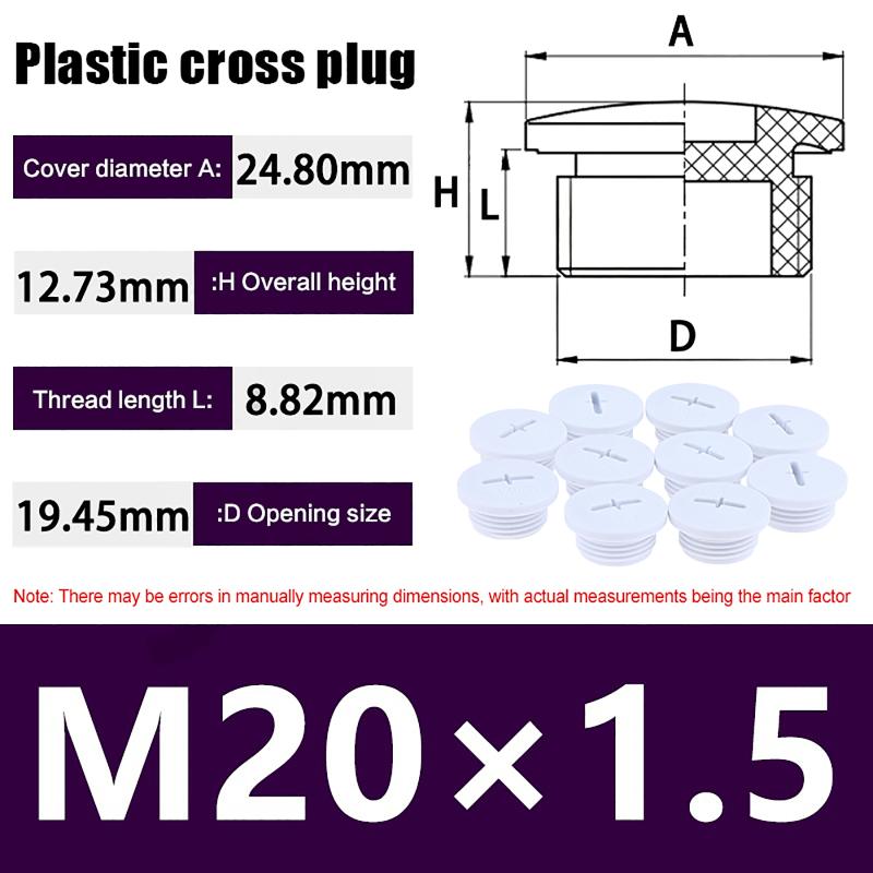 10Pcs Cross Shaped Plastic Plugs Nylon Waterproof High Quality Threaded Hole Plugs M16X1.5 M18X1.5 M20X1.5 M22X1.5 M25X1.5