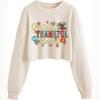 Women's Crop Sweatshirt Fall Halloween Long Sleeve Pullover Sweatshirt