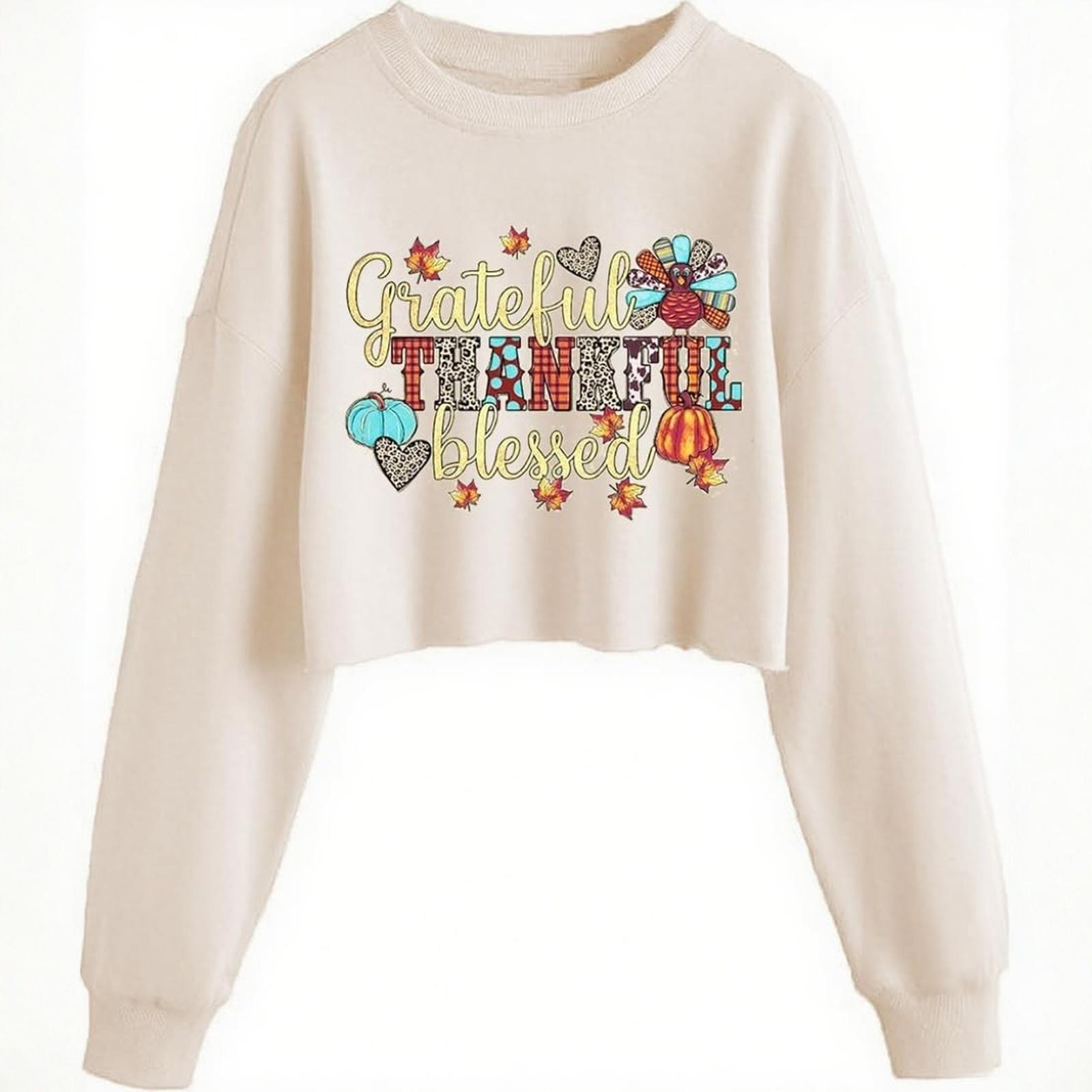 

Женский укороченный свитшот Осень Хэллоуин С длинным рукавом Свитшот-пуловер M бежевый