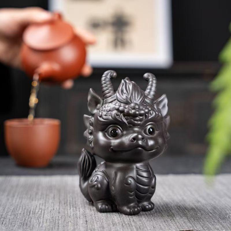 Miniature Dragon Statue Tea Pet Ornament Desktop Tea Decoration Tea Accessories for Farmhouse Office Garden Bookcase Apartment
