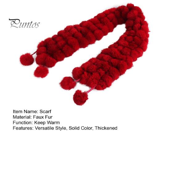 Wool Pom-Pom Scarf Women Thickened Winter Scarf Imitation Rabbit Fur Comfortable Knit Winter Scarf Neckwear