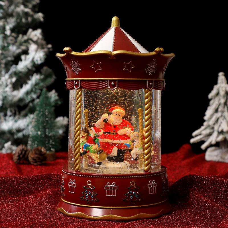 Christmas decorations carousel ornaments with music falling snow glowing water-filled ornaments music box gifts