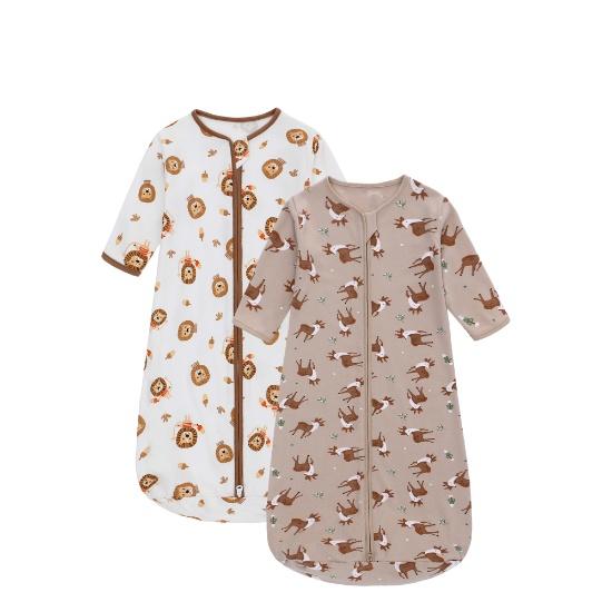 miracle baby" Pure Cotton Long‑Sleeve 3D Sleeping Bag with Animal Print, Center‑Opening, Breathable Summer Sleeping Bag for Children Aged 0–2 Years