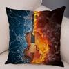 Vintage Music Note Pillowcase Decor Guitar Microphone Violin Printed Pillow Case for Home Sofa Soft Plush Cushion Cover 45x45cm
