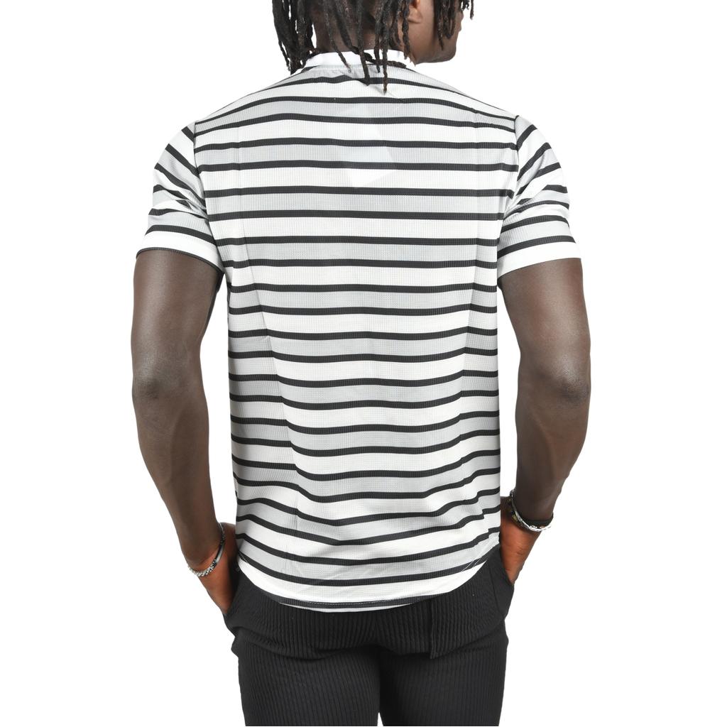 DeepSEA Yatay Çizgili Bisiklet Yaka Slim Fit Likralı Tişört 2403228