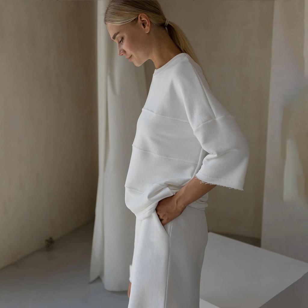 Women's Two-piece Half Sleeve Shirt High Waist Drawstring Shorts Large Size Set Fashion Suits