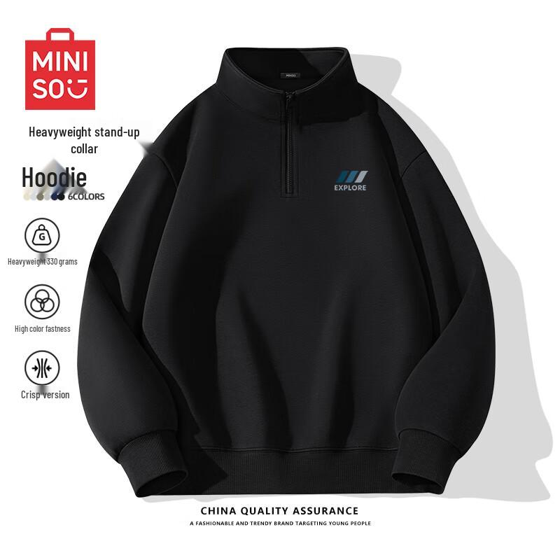 MINISO Men's Half-Zip Stand-Collar Heavy Cotton Sweatshirt