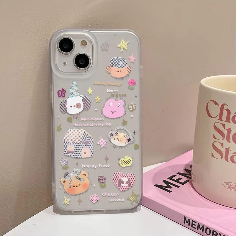 

Star Animal Apple Compatible iPhone Case: Frosted Soft Shell for 14, Fun 15, and 17 Pro Max iPhone 14 Pro