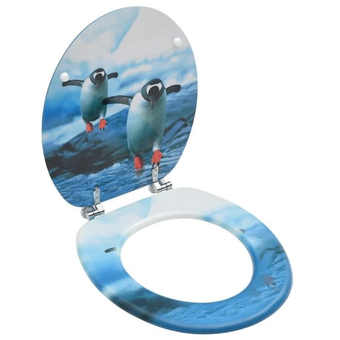 VidaXL Siège de toilette avec couvercle MDF Design de pingouin