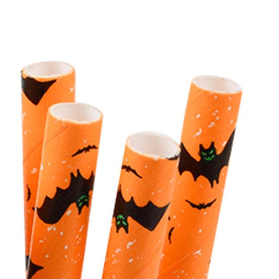 50Pcs Portable Straw Attractive Disposable for Home Halloween Eye-catching Straw Paper