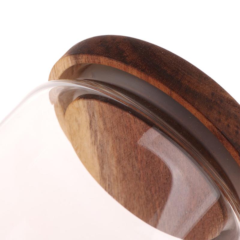 1Pcs Wooden Cover Coffee Beans Vacuum Sealed Tank Transparent Glass Food Storage Jars Household Moisture-Proof Container