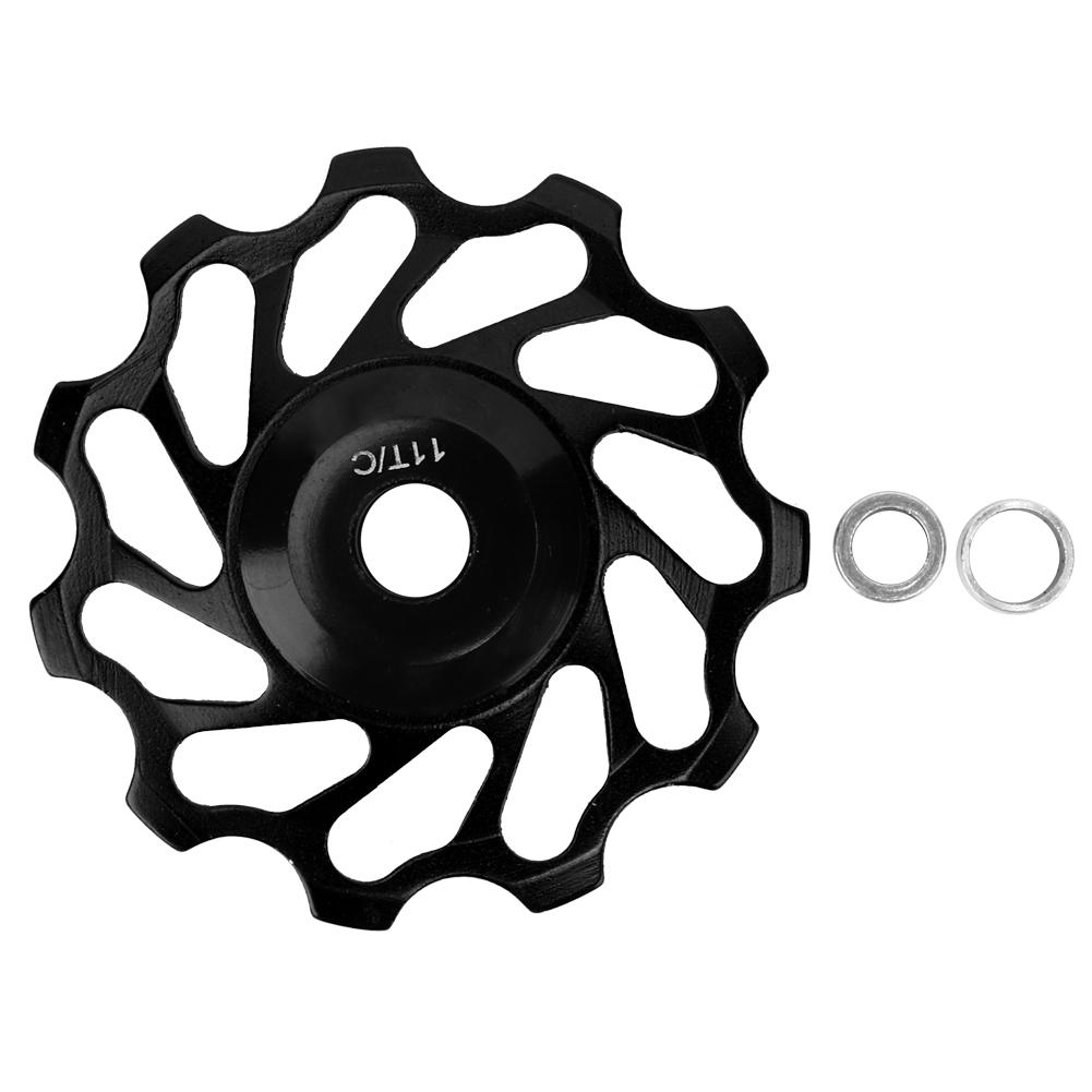 11 Teeth Mountain Bike Ceramics Wheel Rear Derailleur Guide Pulley Roller Bicycle Aluminium Alloy BearingBlack