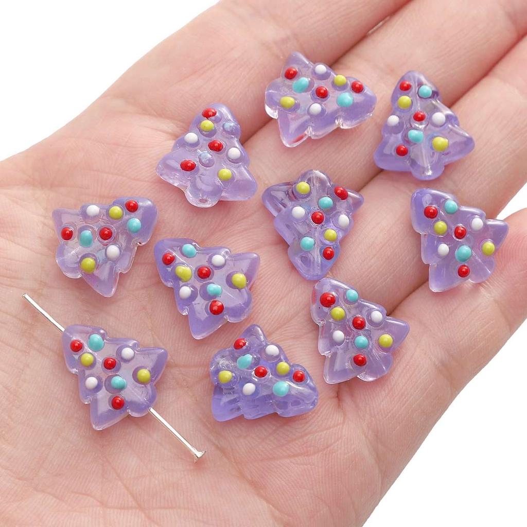 [15X16mm] Hand-painted Christmas Tree Beads Glass Christmas Tree Beads DIY Handmade Christmas Jewellery Accessories 1pc