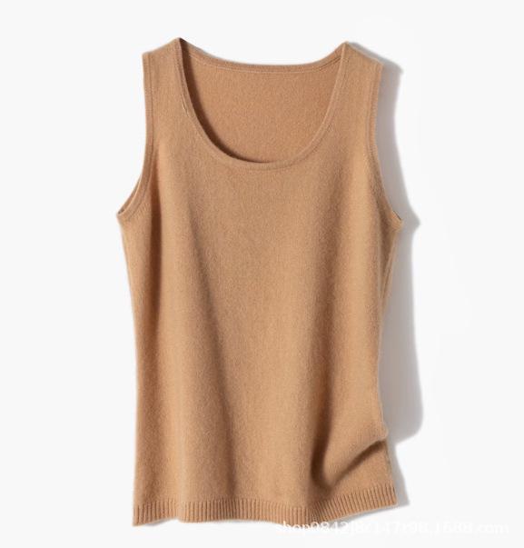 Women's Slim Fit Cashmere Spaghetti Strap Vest: Round Neck Sleeveless Knit Sweater for Autumn/Winter