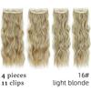 Light Blonde Long Wavy Clip On Hair Extension Synthetic Fiber Natural Wavy 4 Pieces Daily Wear Invisible Hairpiece KTB