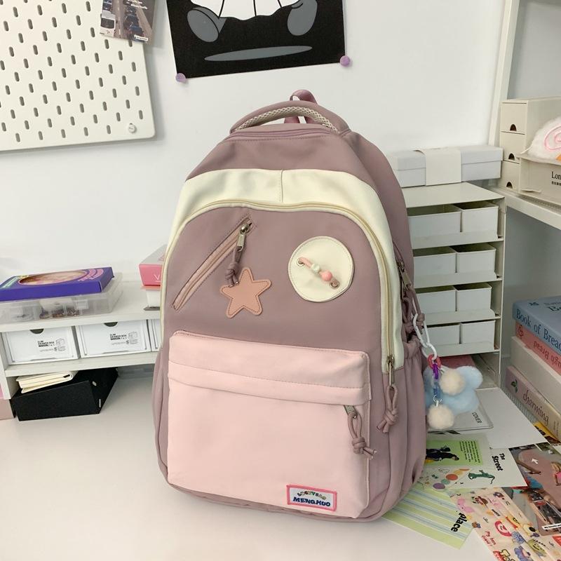 

Campus junior high school student schoolbag female college student simple Korean version large capacity computer travel bag lightweight high school b Single pack фиолетовый