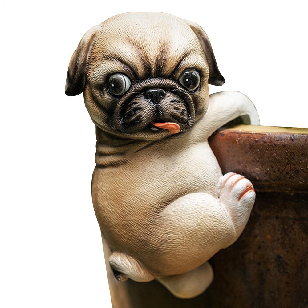 Outdoor Dog Statue Cute Resin Dog Garden Statue Sculptures Ornament Flower Pot Pendant Animal Figures For Fence Yard Balcony