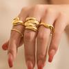 IngeSight.Z 4Pcs Punk Adjustable Open Gold Color Ring Fashion Smooth Metal Ring Set Women's Aesthetics Party Jewelry