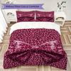 Leopard Print Bow Pattern Bedding uilt Set uilt Cover Pillowcase Home Decoration Birthday Gift (1 * duvet cover + 2 * pillowcase  without core)16