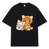 2026 Cat And Bear Printed Graphic Y2k Harajuku Streetwear 100% Cotton T Shirt Casual Oversized Summer Men T-shirt