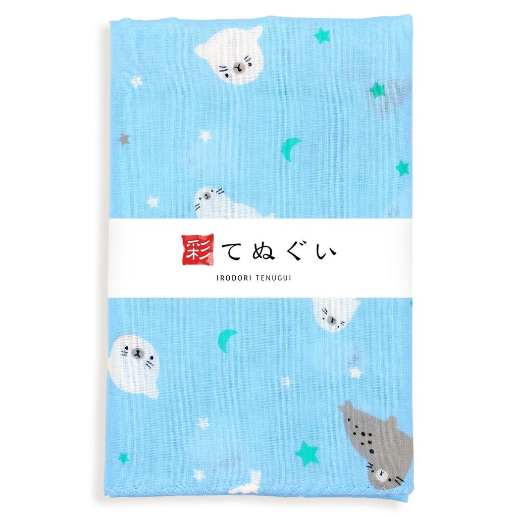 Irodori Gauze Tenugui Gauze Set of 33 x 88cm (Tenugui) Double-Layered Fabric, 5, Approx. (Animal Print, Fray-Resistant)