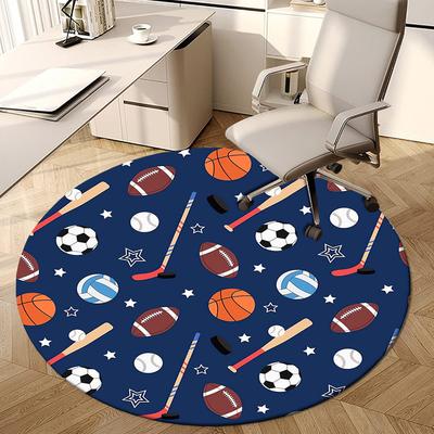 1pc Office Carpet Chair Mats Sports Balls Pattern Perfect for Decorating Office Chairs, Living Rooms, Or Bedrooms