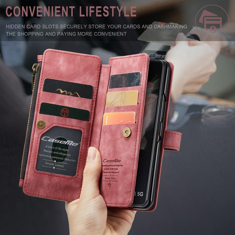 Wallet Case Galaxy Z Fold 8/7/6/5/4 S26U Retro Card Slot Zipper Flip Leather Cover Business Style