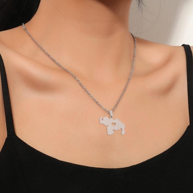 Venezuela Map Flag Pendant Necklace Country Outline Clavicle Chain Choker