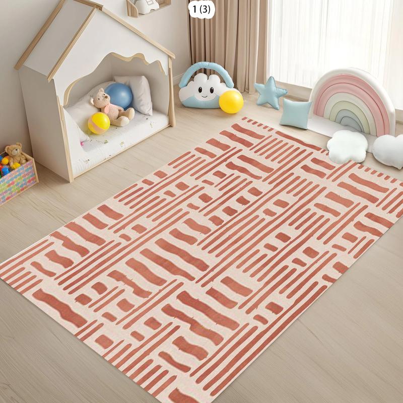 

Terracotta Brushstroke Area Rug for Playroom Bedroom Living Room Non Slip Washable Floor Mat Home Decorative Soft Carpet 40X60CM