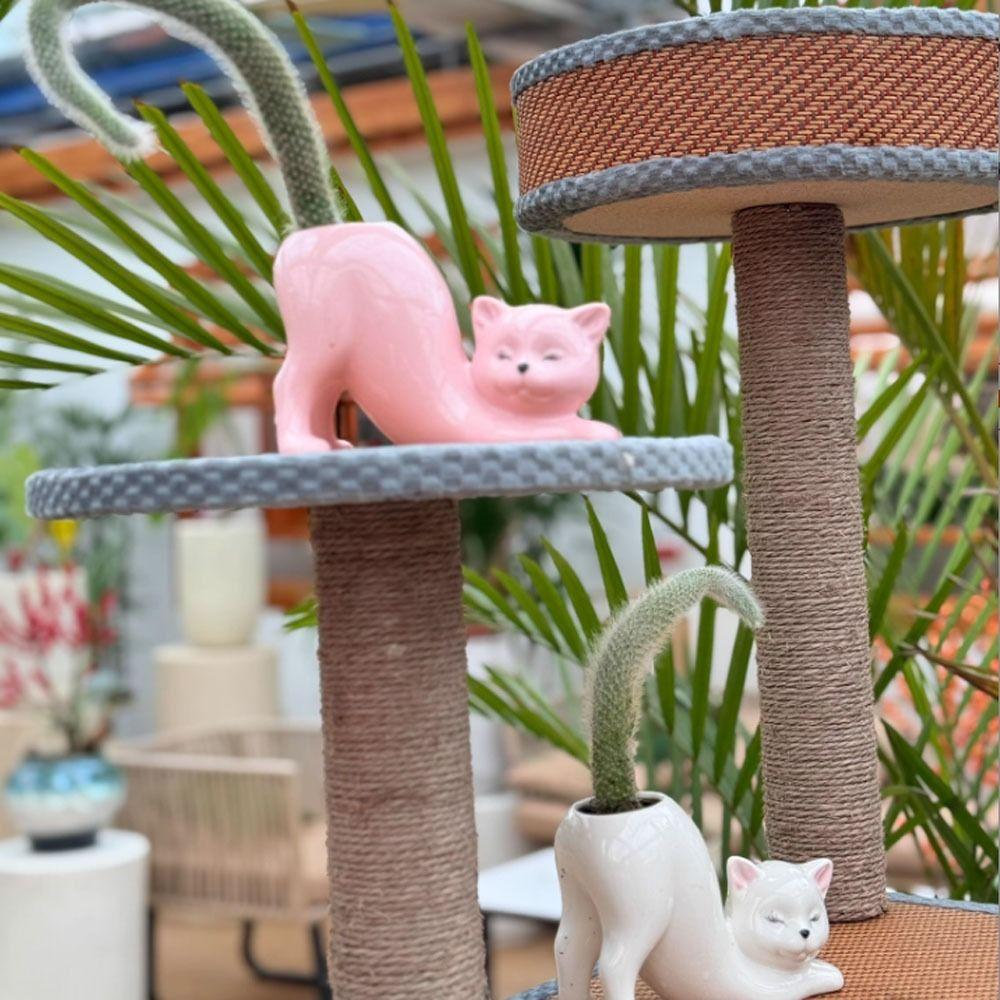 Cartoon Column Flower Pot Cute Cat Tail Cat Flower Pot Vase  Home Decor