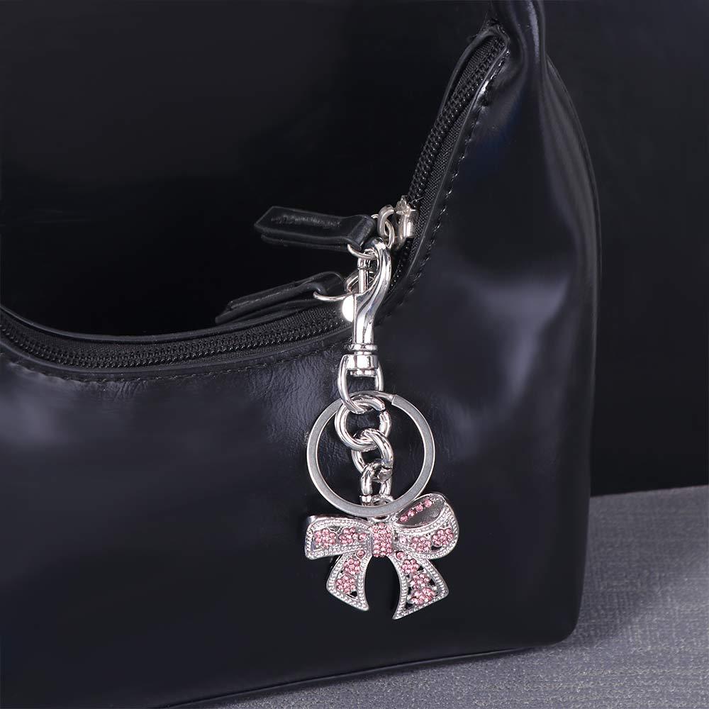 Zinc Zinc Alloy Rhinestone Bowknot Keychains Backpack Hanging Bow Car Keyrings  Female Lady Girl
