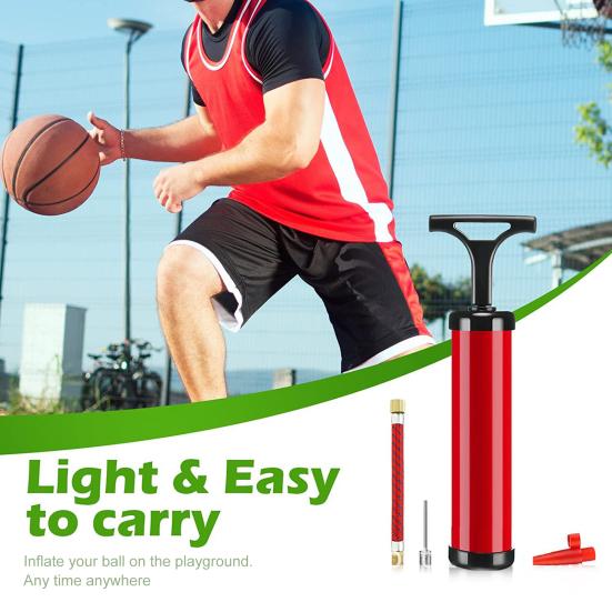 1 Set Ball Pump Multi-purpose Manual Comfortable Grip Labor-saving with Needle Nozzle Extension Hose Inflating Portable Basketball Football Hand Pump