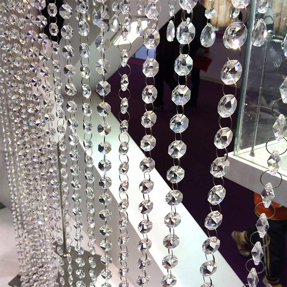 Hanging Octagonal Acrylic Wedding Decoration Curtain Pendant Crystal Bead Garland
