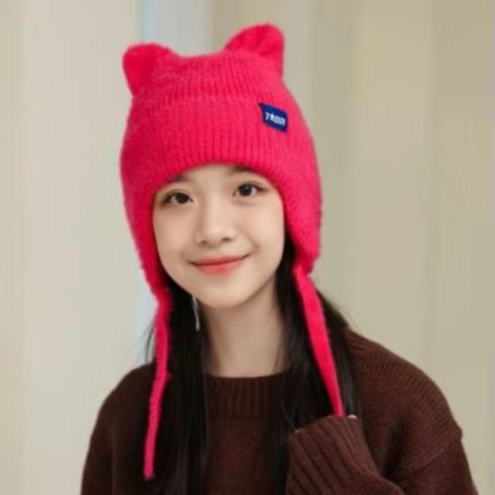 Warm Windproof Cute Cat Ear Earflap Women Gift Knitted Hat New Winter Hat