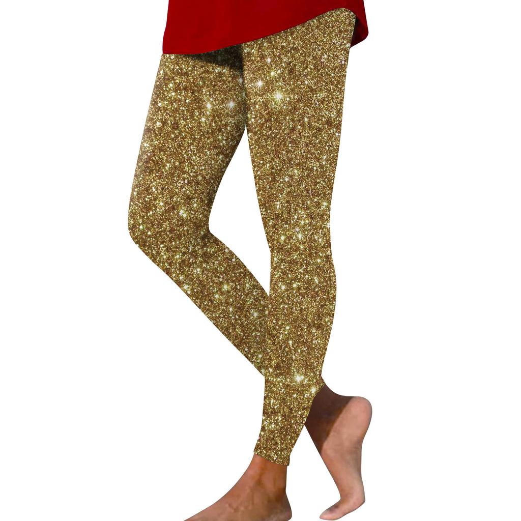 Damen Casual Fashion Outdoor Pailletten Schlanke elastische Yogahose Neun-Minuten-Hose