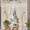 French Style Lace Sheer Curtain Panel No-Drill Rod Pocket Short Drape Bay Window Floor Length Small Divider