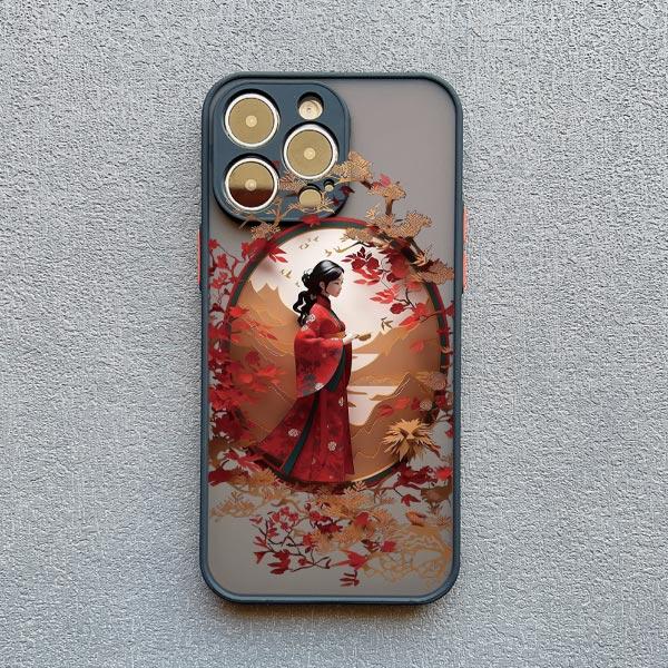 

Chinese Style Antiquity Girl Paint Art Phone Case For iPhone 16 15 14 13 12 11 Pro Max Mini 15 8 7 Plus XS X XR Shockproof Cover iphone 13