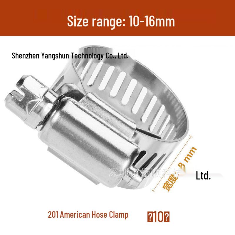 10-Pack 201 Stainless Steel Adjustable Hose Clamps 6-44mm