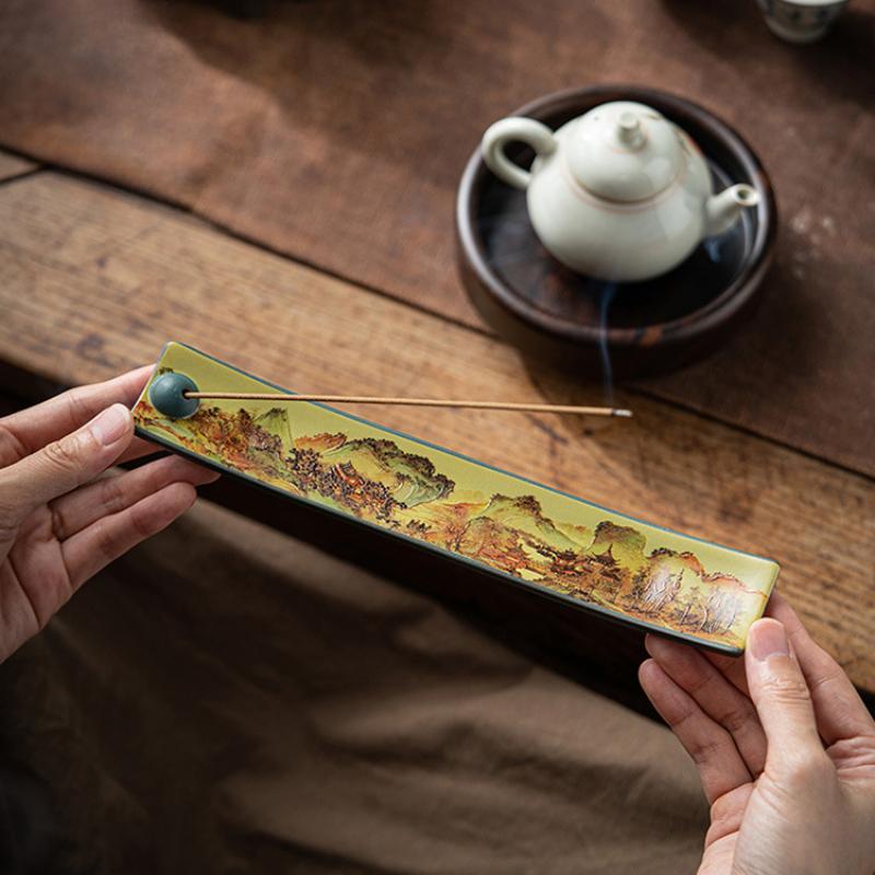New Antique Chinese Enamel Ceramic Line Incense Home Indoor Incense Holder Decoration Incense Insert Tool Supplies 2025 New