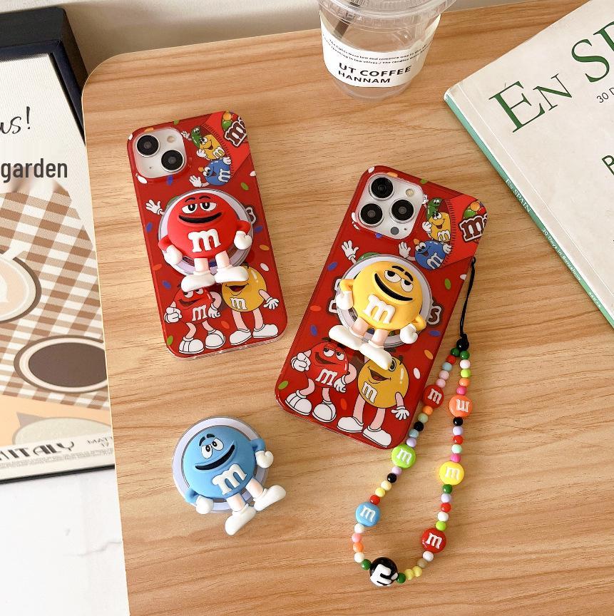 iPhone 16 Magnetic Charging Bright Red M Bean 17 Case with Stand for Apple 15 Pro/14 Large Hole
