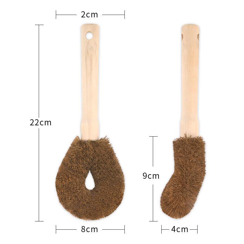 Natural Coconut Palm Long Handle Pot Scrub Brush - 2 Pack