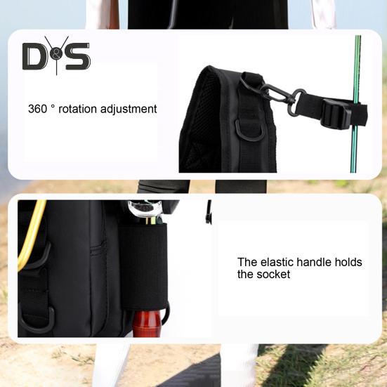 Fishing Bag with Rod Holder Waterproof Nylon Fishing Accessories Sling Bag Lightweight Outdoor Hiking Hunting Fishing Gear Single Shoulder Storage