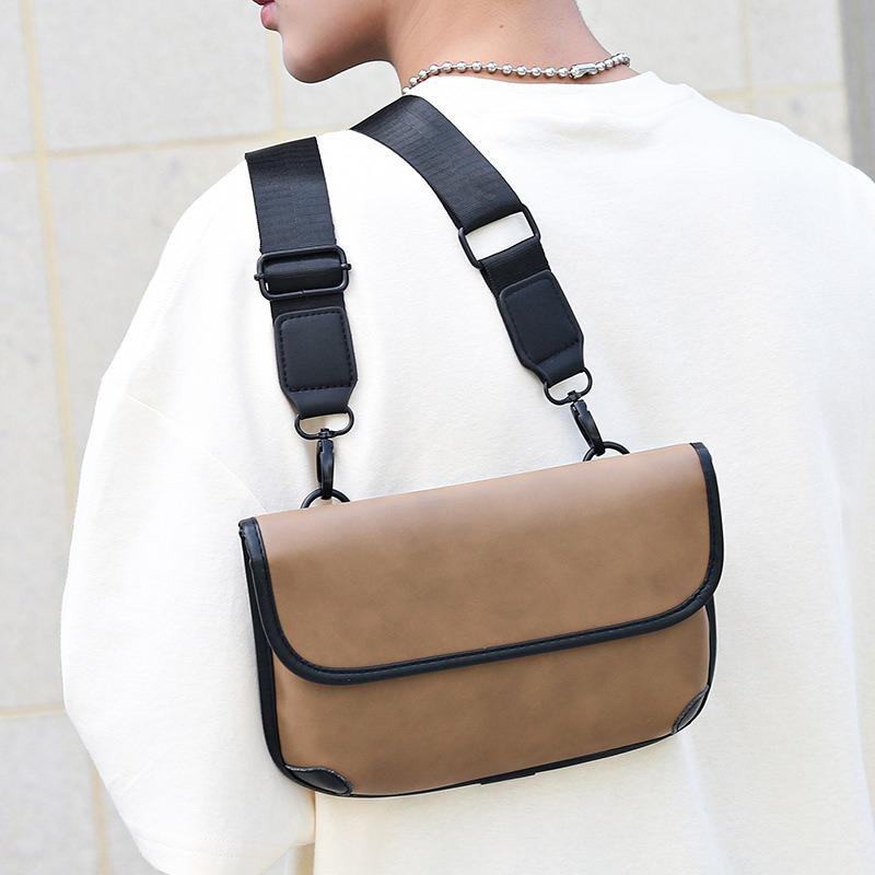 Niche Plaid Messenger Men's Bag OEM Generation High Quality PVC Old Flower Material Men's Shoulder Bag